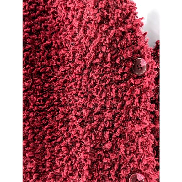 RXB Boucle Teddy Knit Cardigan Zinfandel Red - Picture 2 of 8